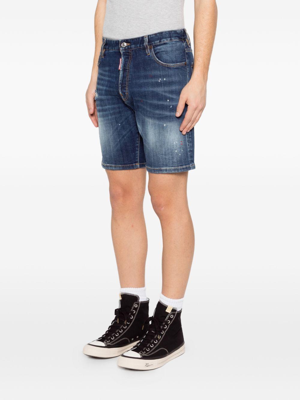 Shorts blu navy effetto distressed 