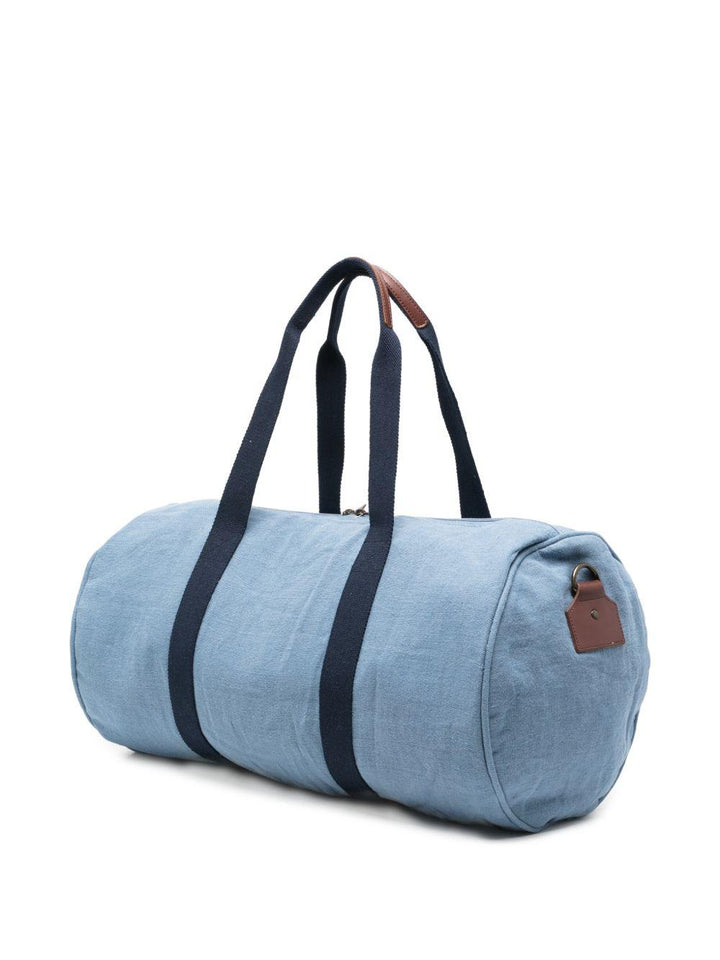 Borsone azzurro denim con logo ricamato 