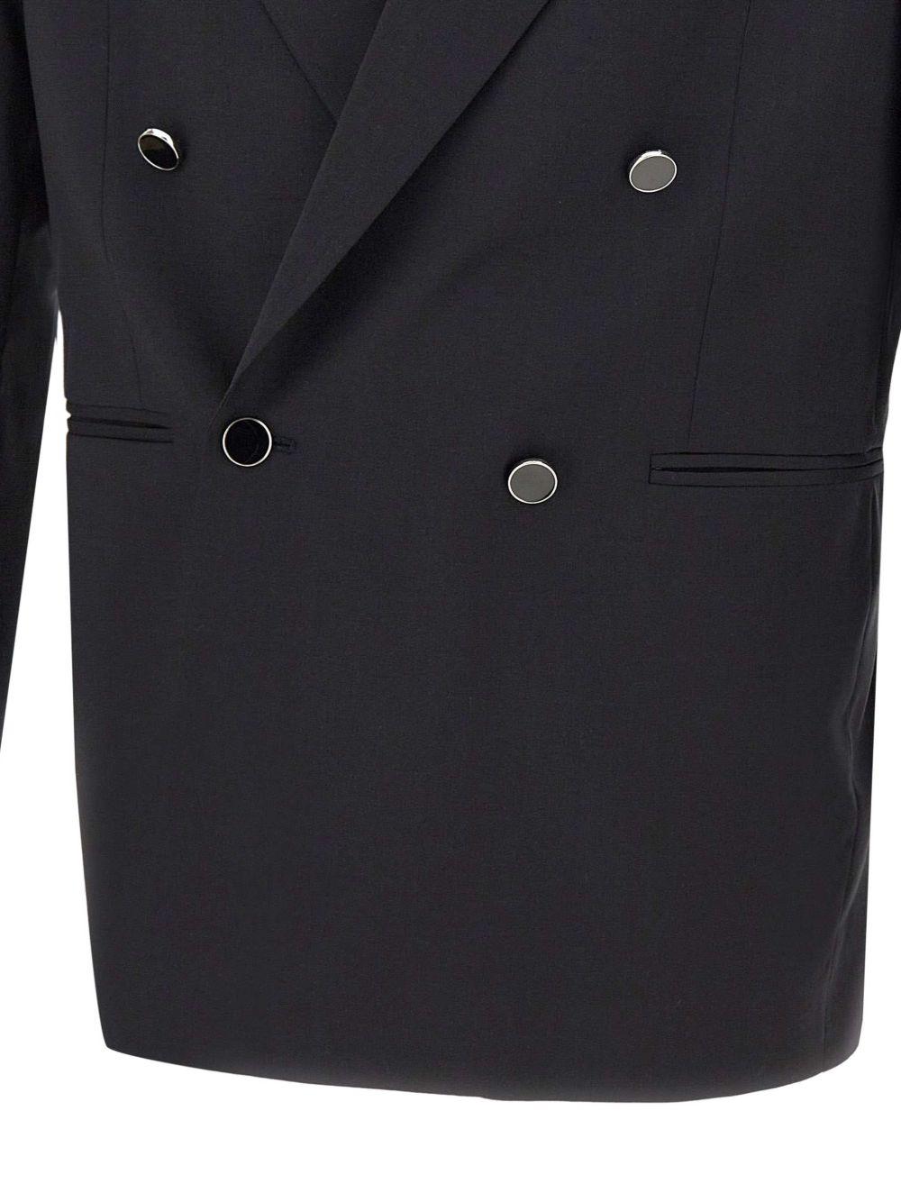 Blazer nero doppiopetto con bottoni smaltati 