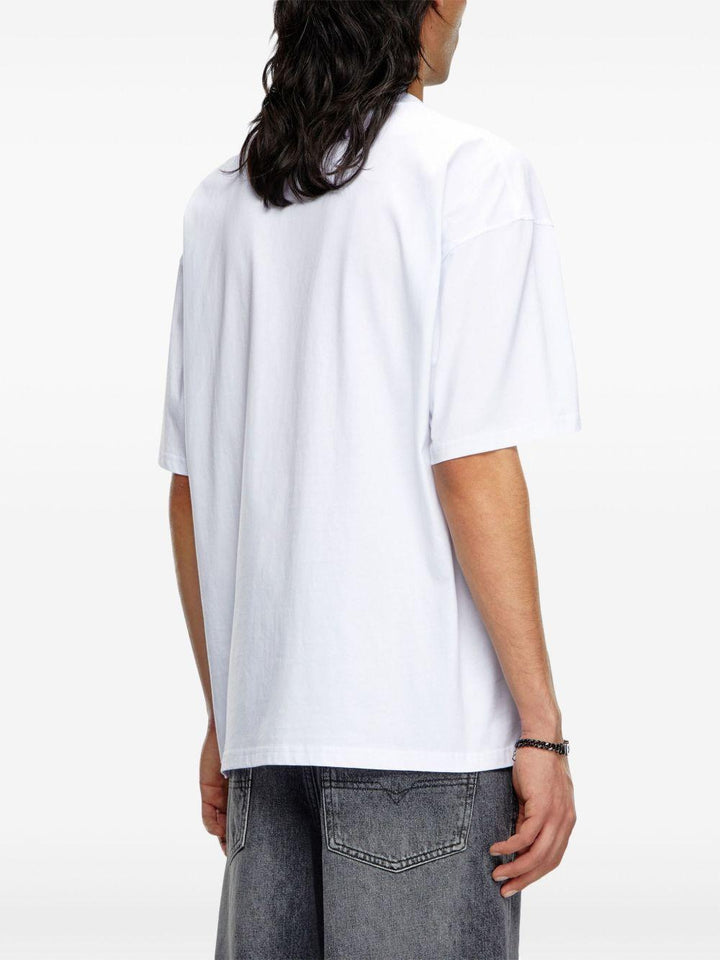 T-shirt bianca logo traforato 