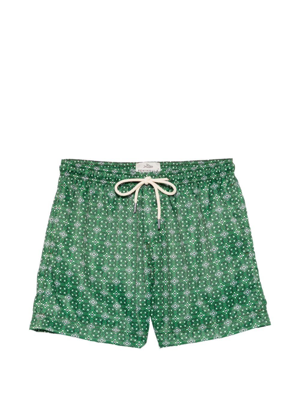 Costume da bagno con stampa geometrica verde 