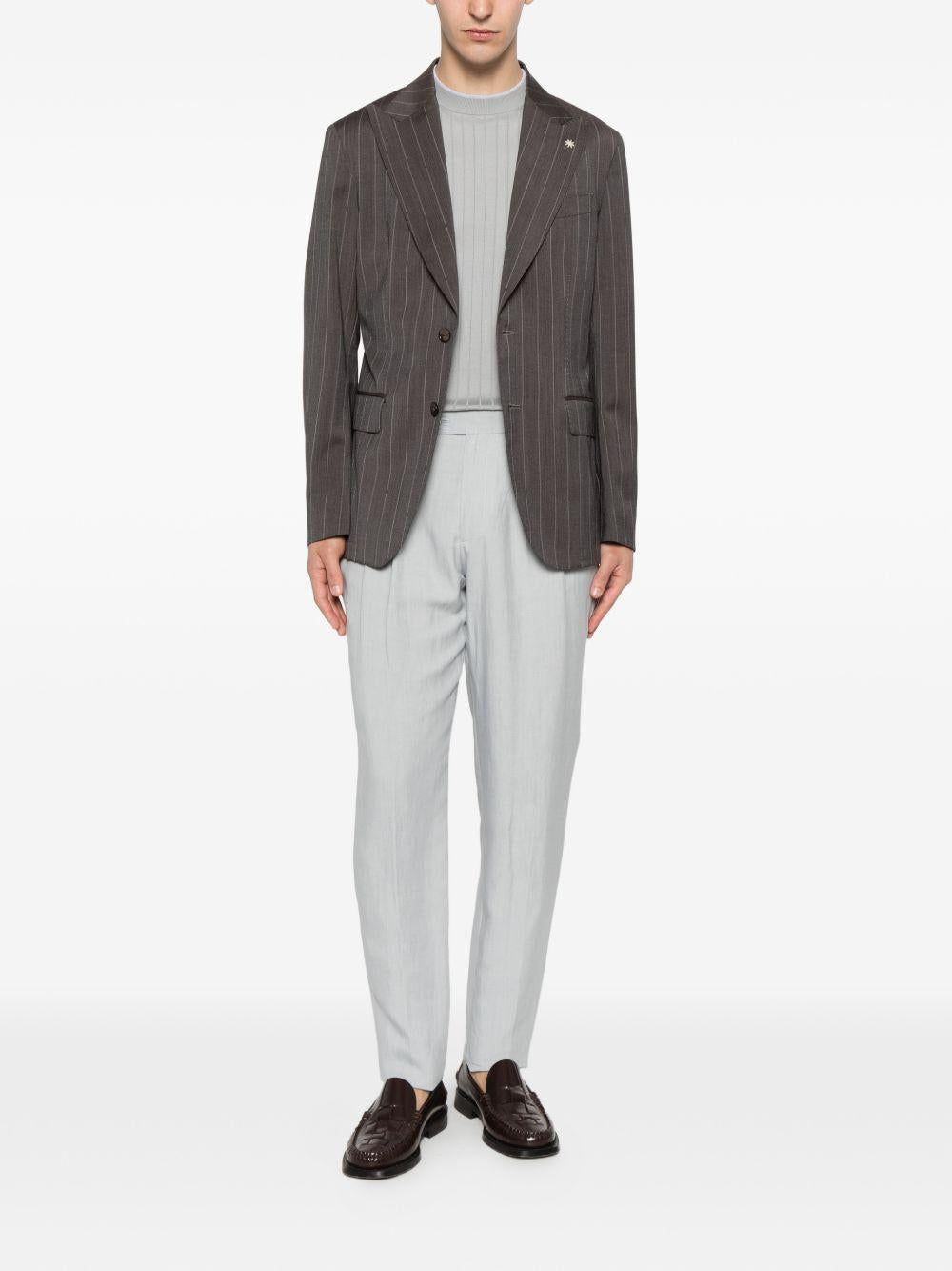 Pantaloni dritti con pinces blu denim 