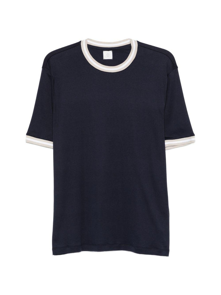 T-shirt girocollo blu e tortora 