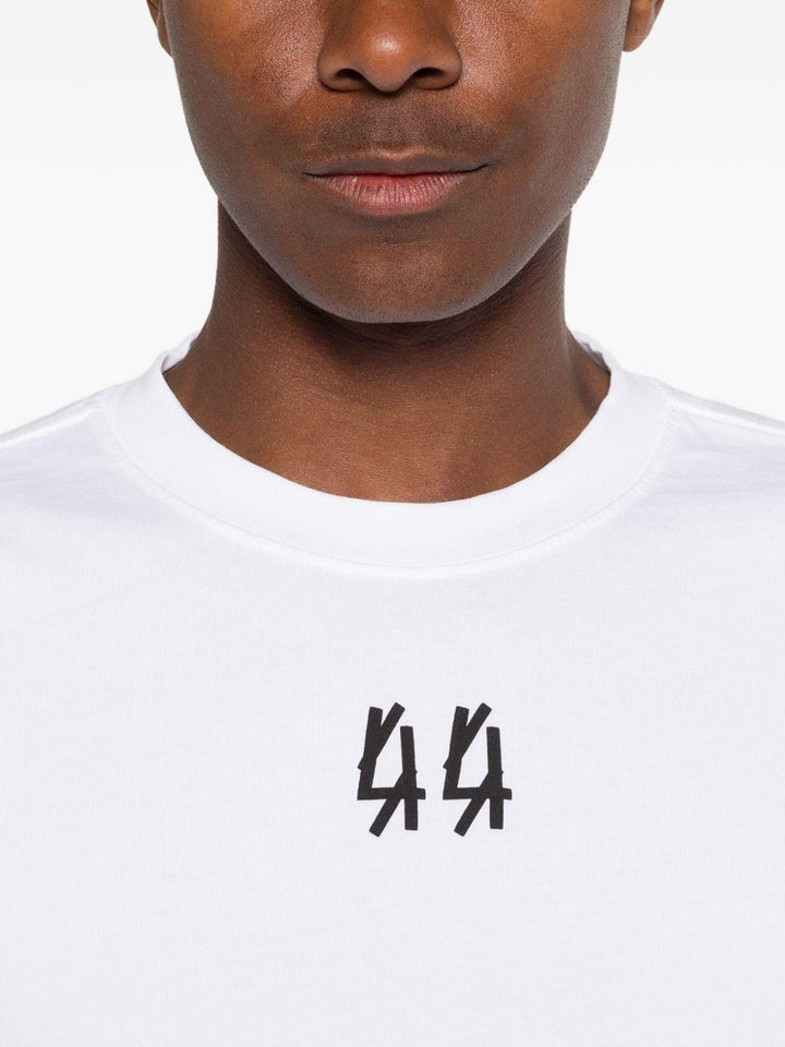 T-shirt bianca in cotone con stampa logo 