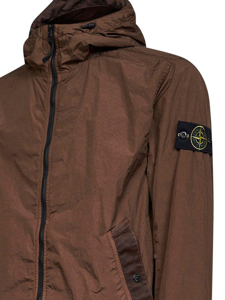 Giacca Crinkle Reps NY con cappuccio marrone 
