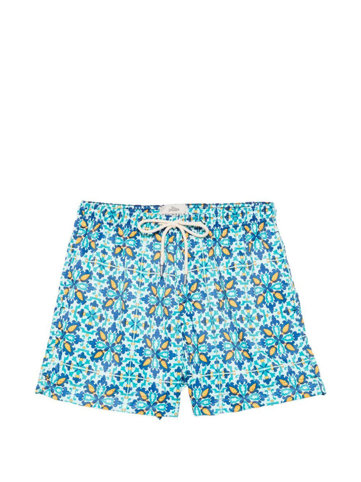 Costume da bagno blu con stampa 