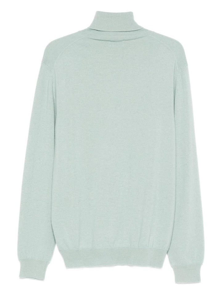 Maglione verde salvia a collo alto 