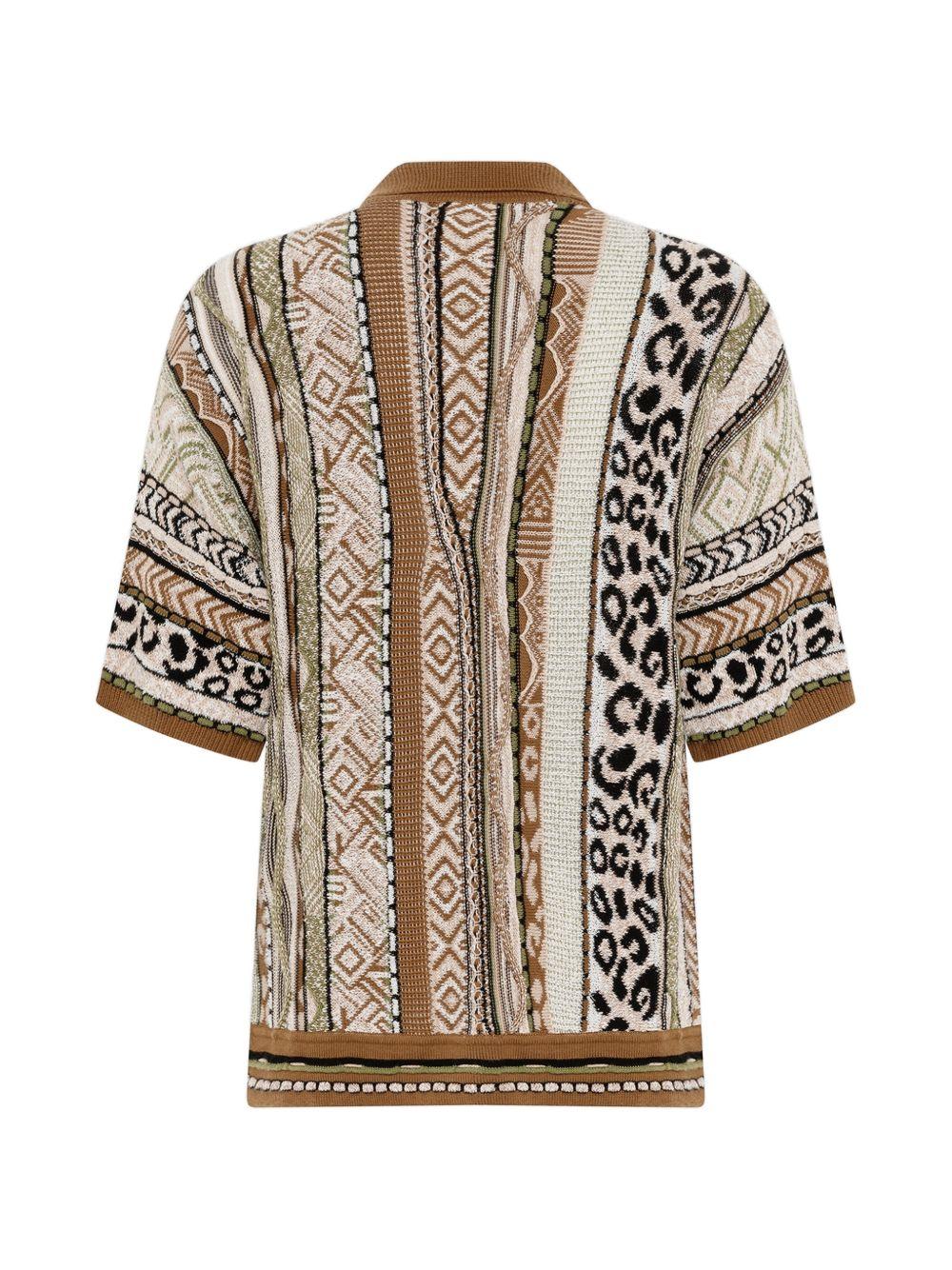 Camicia con taschino fantasia verde 