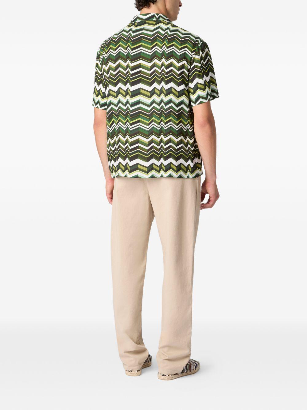 Camicia bowling verde con motivo zigzag 