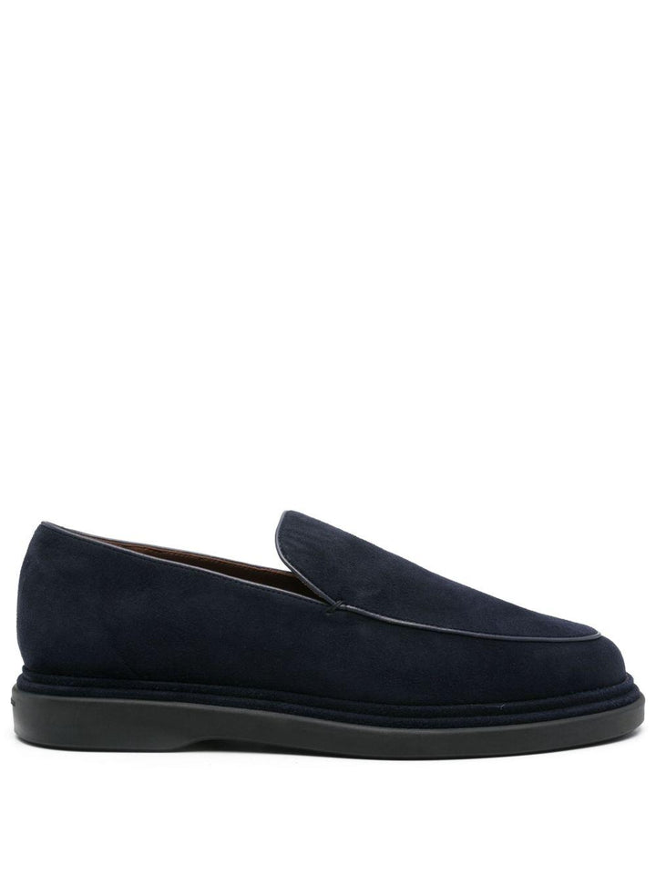 Mocassini blu notte in suede 