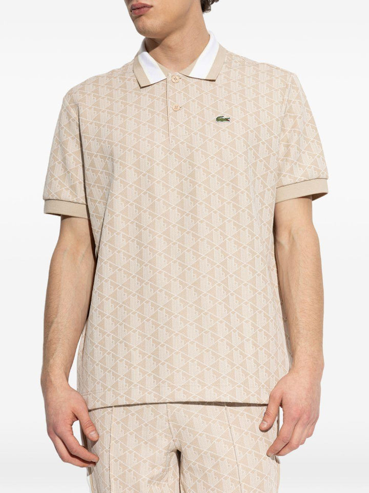 Polo beige chiaro con monogramma 