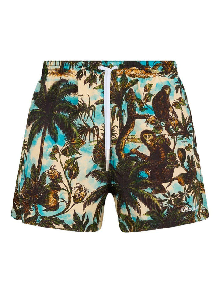 Costume da bagno militare con stampa palme 