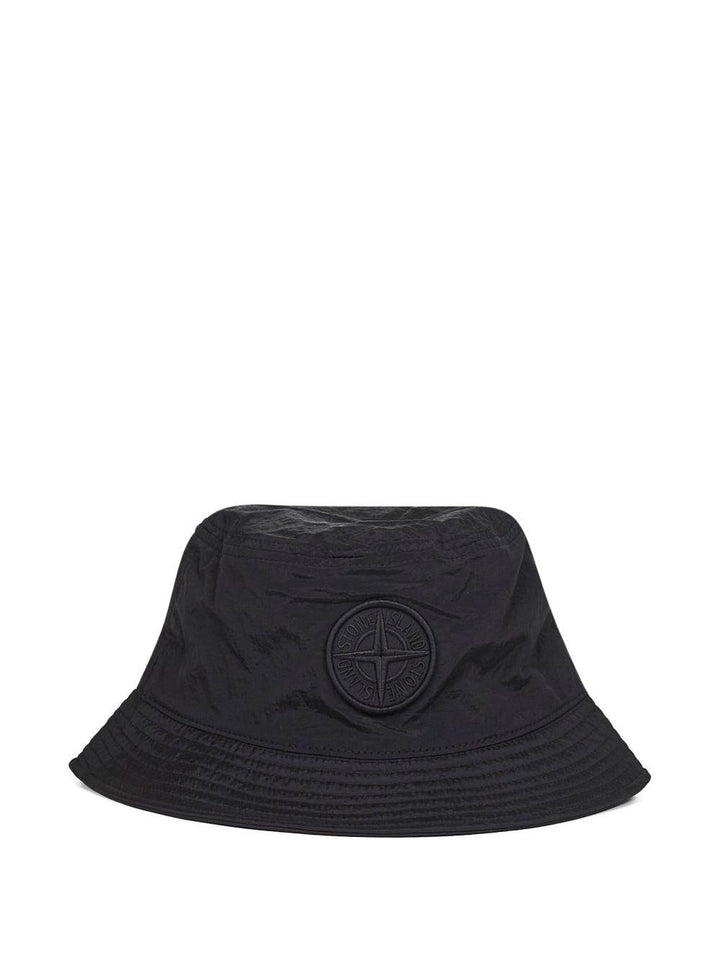 Cappello bucket nero con logo 