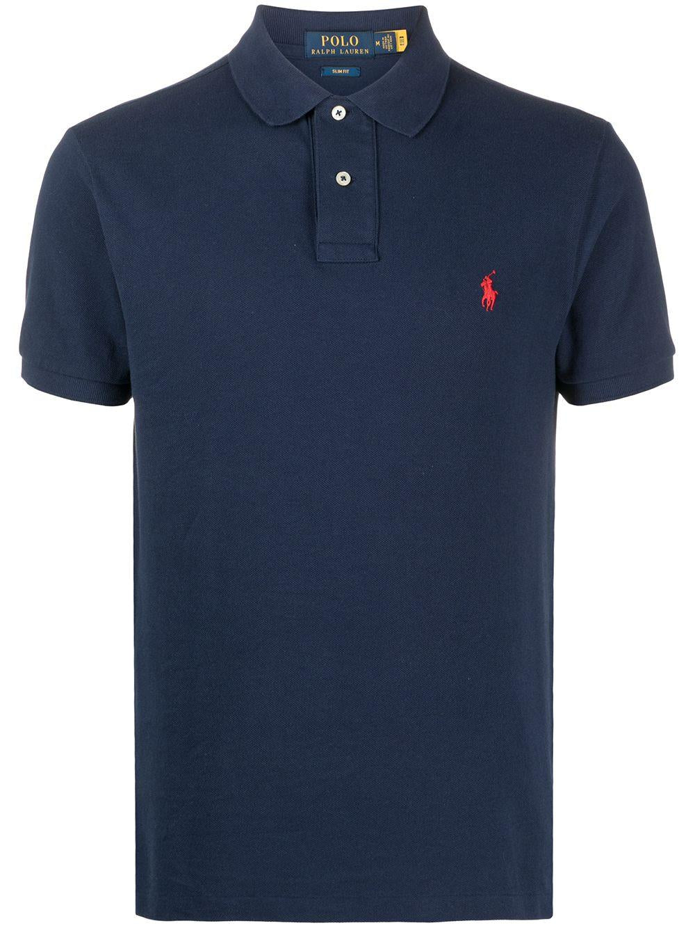 Polo blu con ricamo 