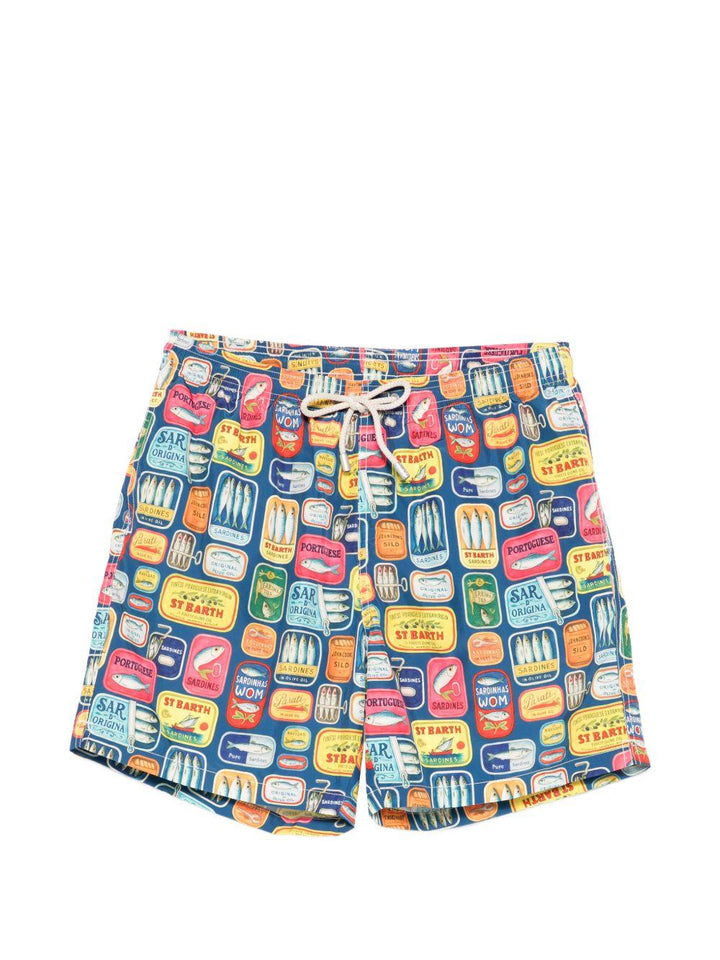 Costume da bagno blu con stampa all-over 