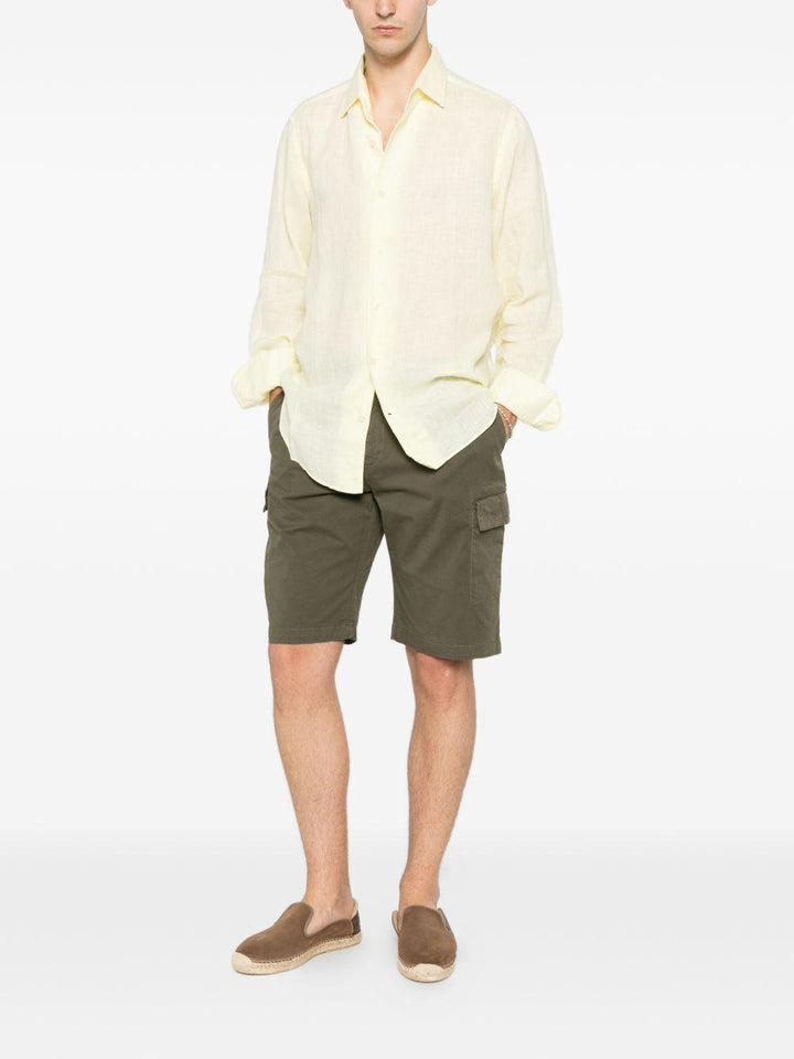 Camicia gialla in lino con bottoni 