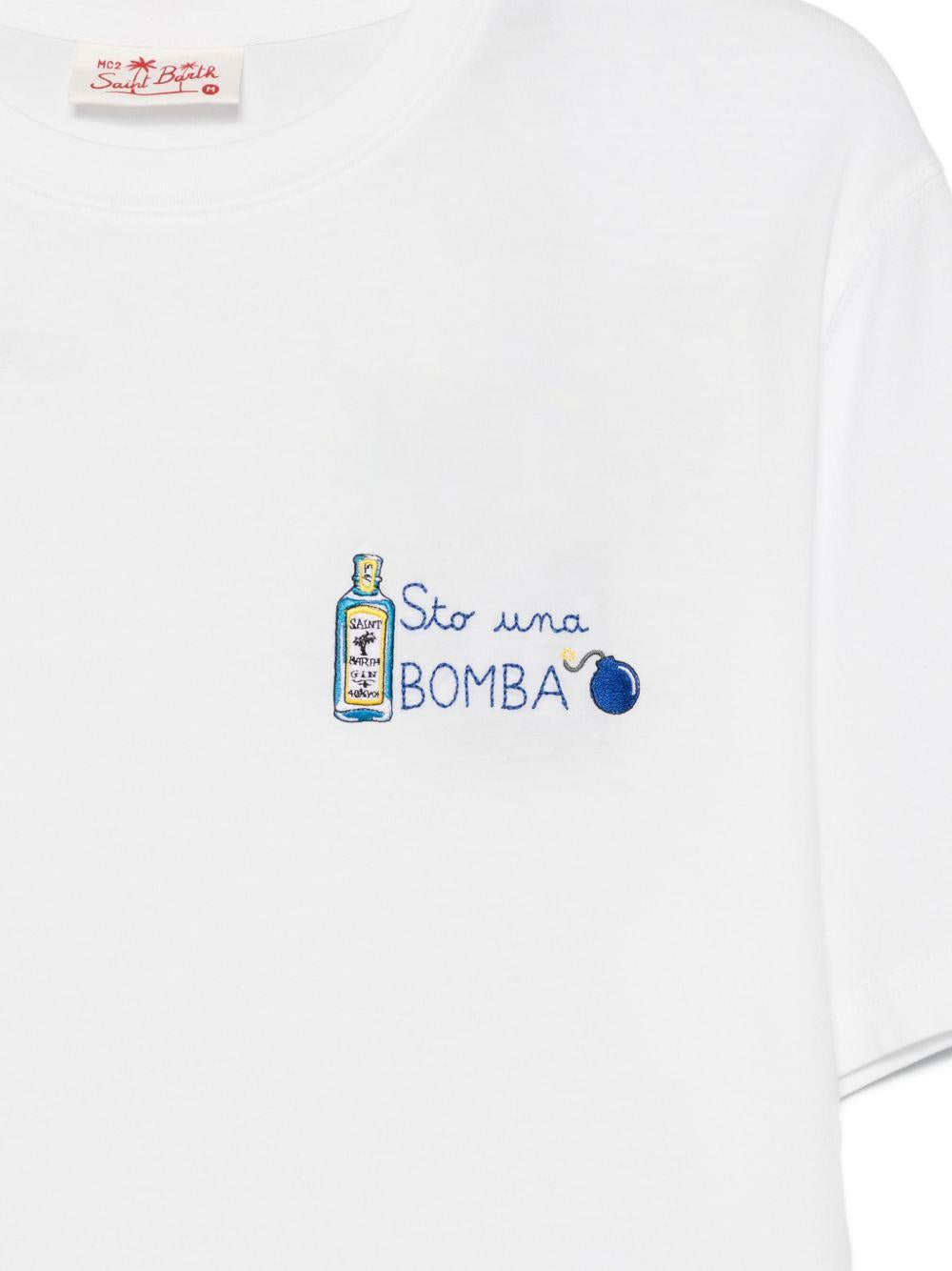 T-shirt bianca in cotone con ricamo 