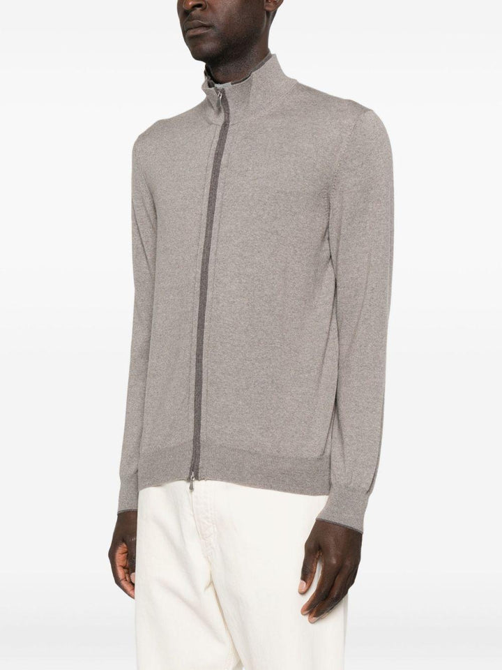 Cardigan con zip tortora 