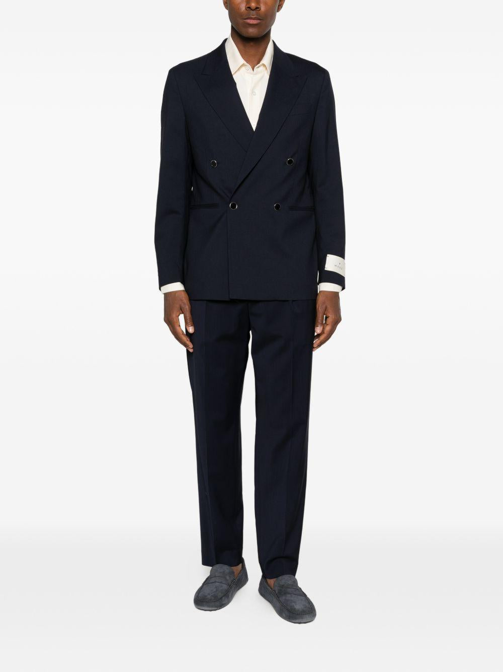 Blazer blu doppiopetto con rever a punta 