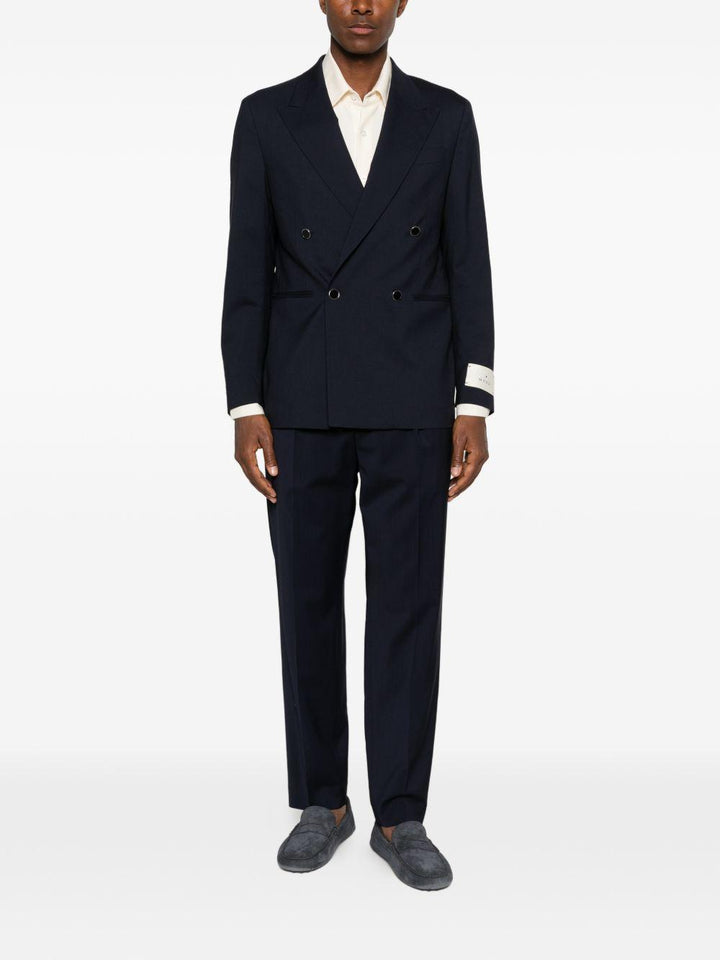Blazer blu doppiopetto con rever a punta 
