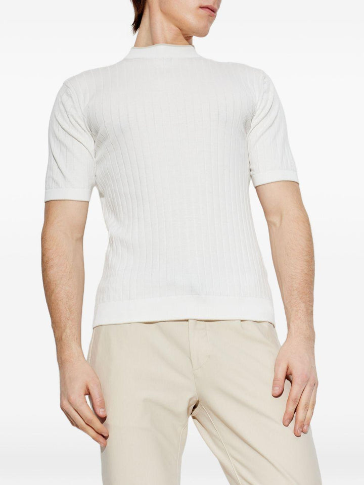 Maglia bianca e taupe a coste 