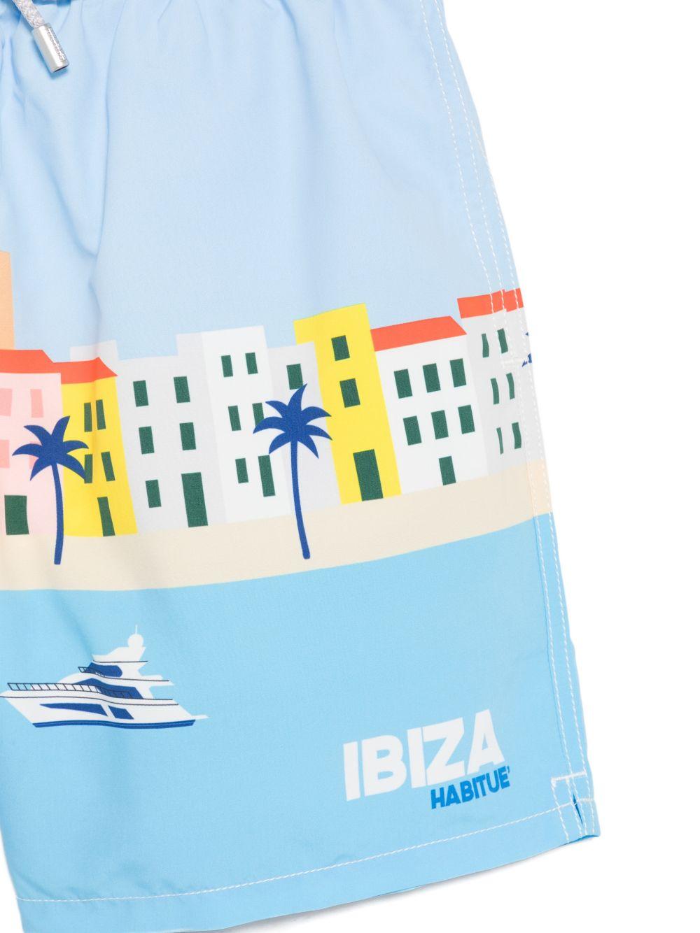 Costume da bagno celeste con stampa 