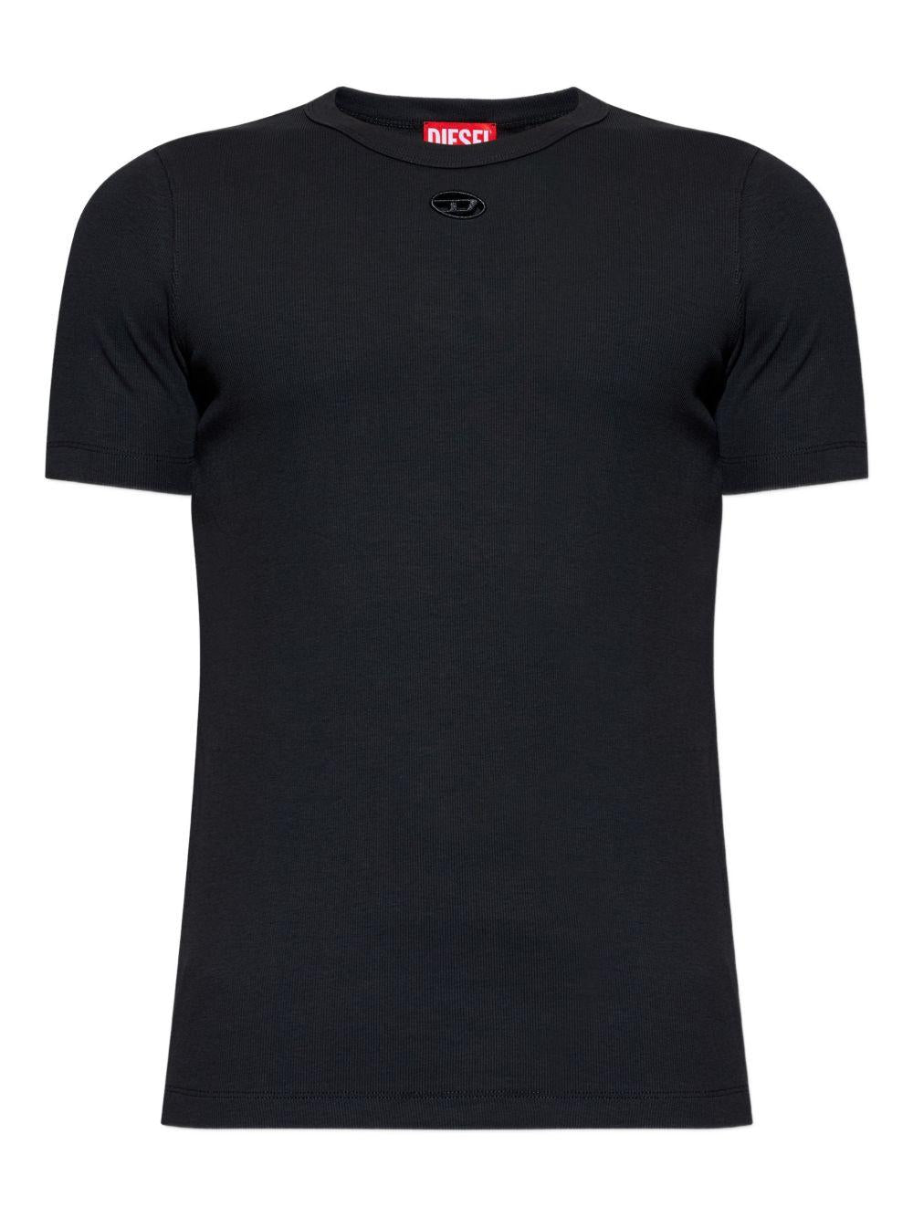T-shirt a coste con logo nero 