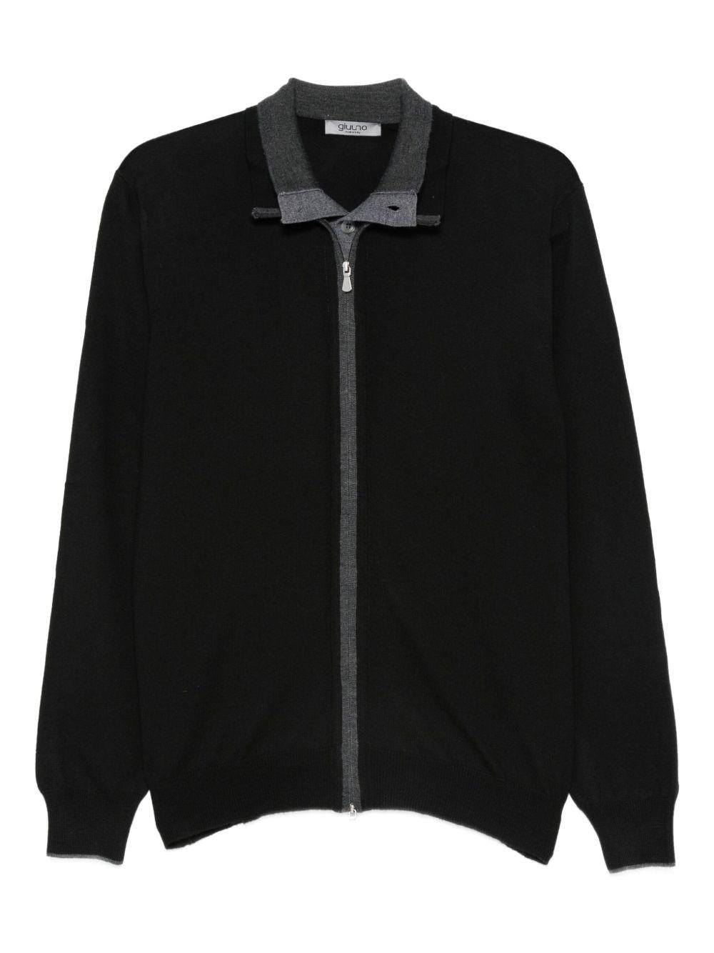 Cardigan a collo alto con zip grigio scuro 