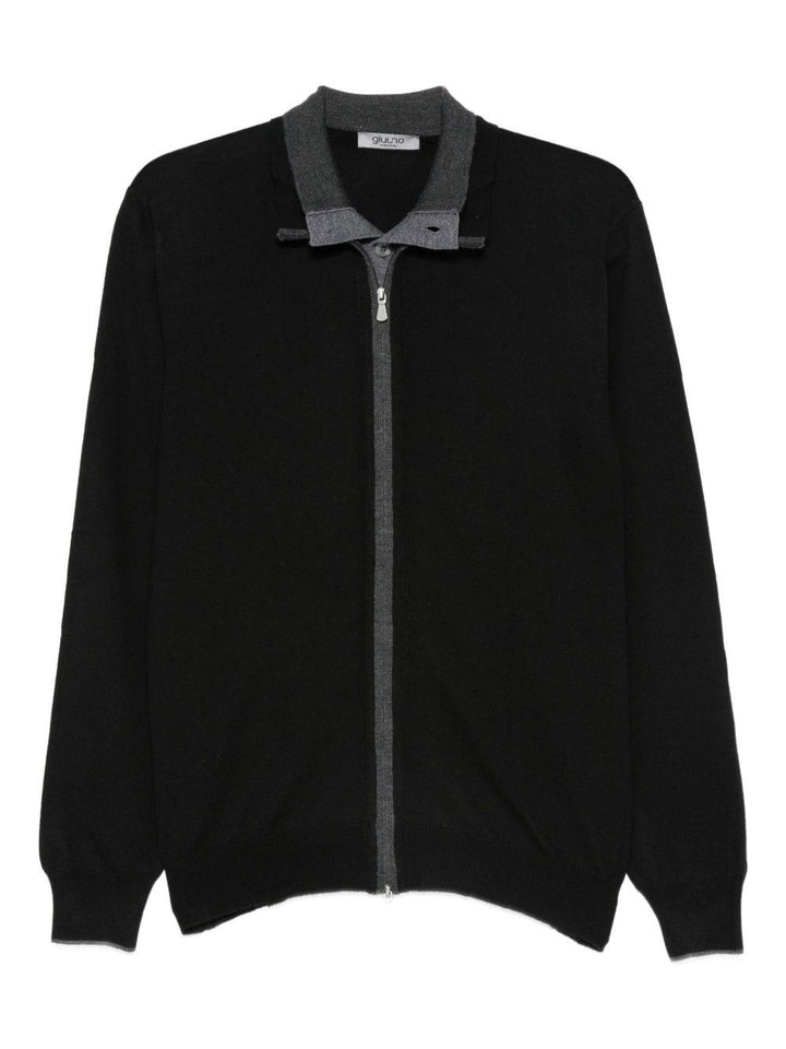 Cardigan a collo alto con zip grigio scuro 
