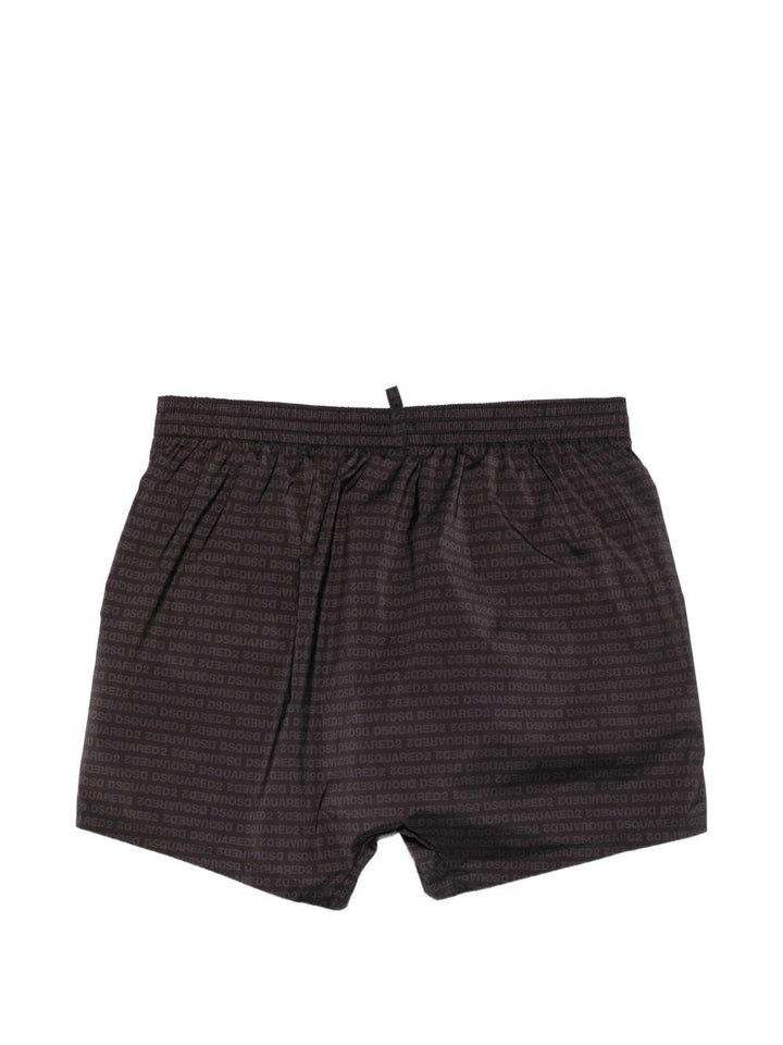 Costume da bagno nero con logo bianco 