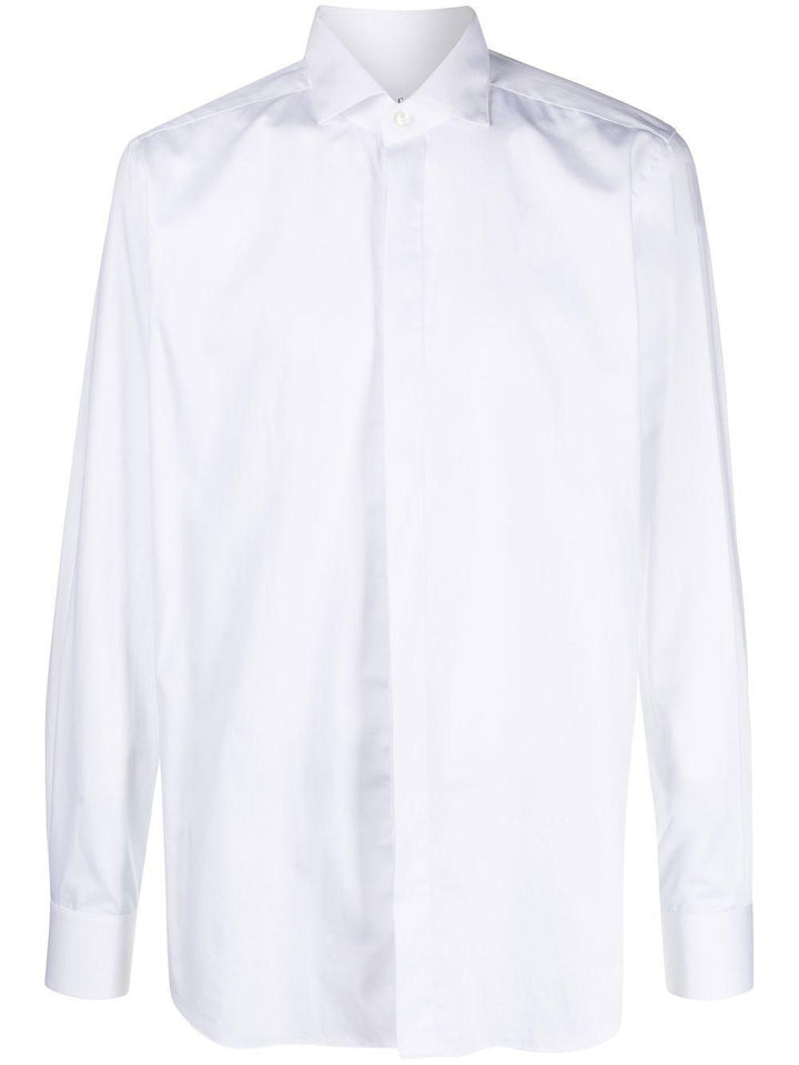 Camicia bianca a maniche lunghe in cotone 