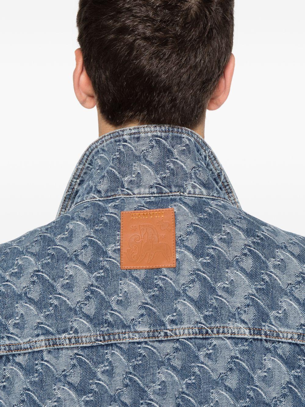 Giacca denim jacquard monogram blu 