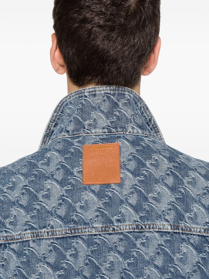 Giacca denim jacquard monogram blu 