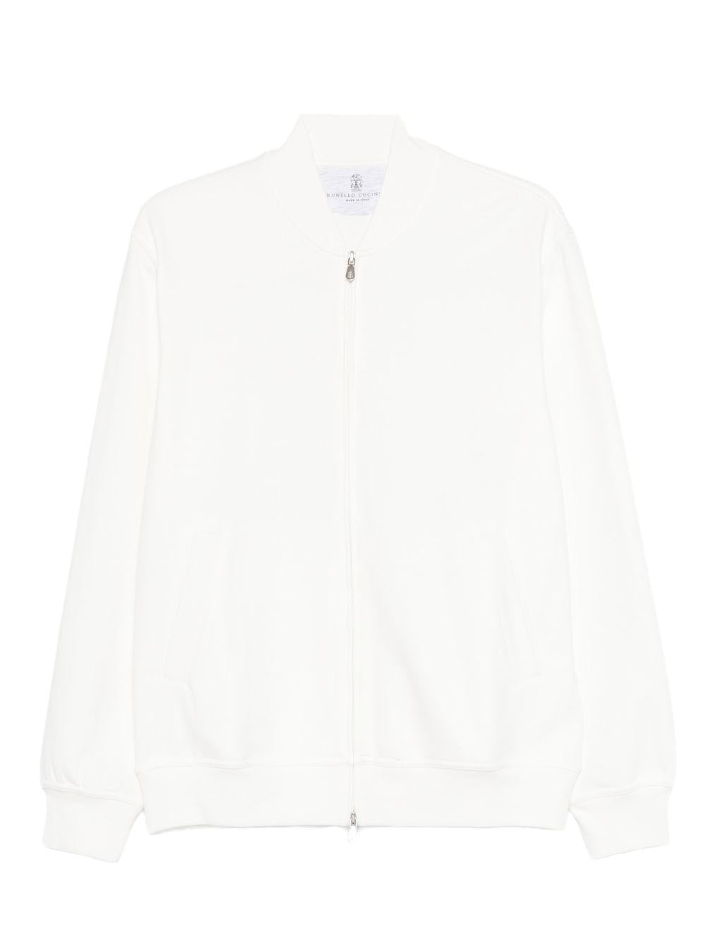 Felpa con zip bianco opaco 