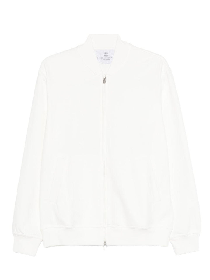 Felpa con zip bianco opaco 