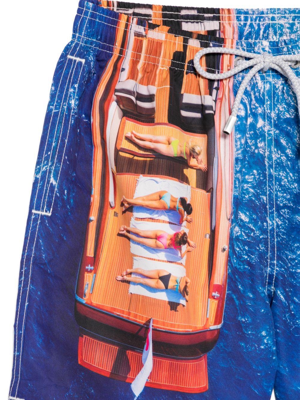 Costume da bagno blu con stampa 