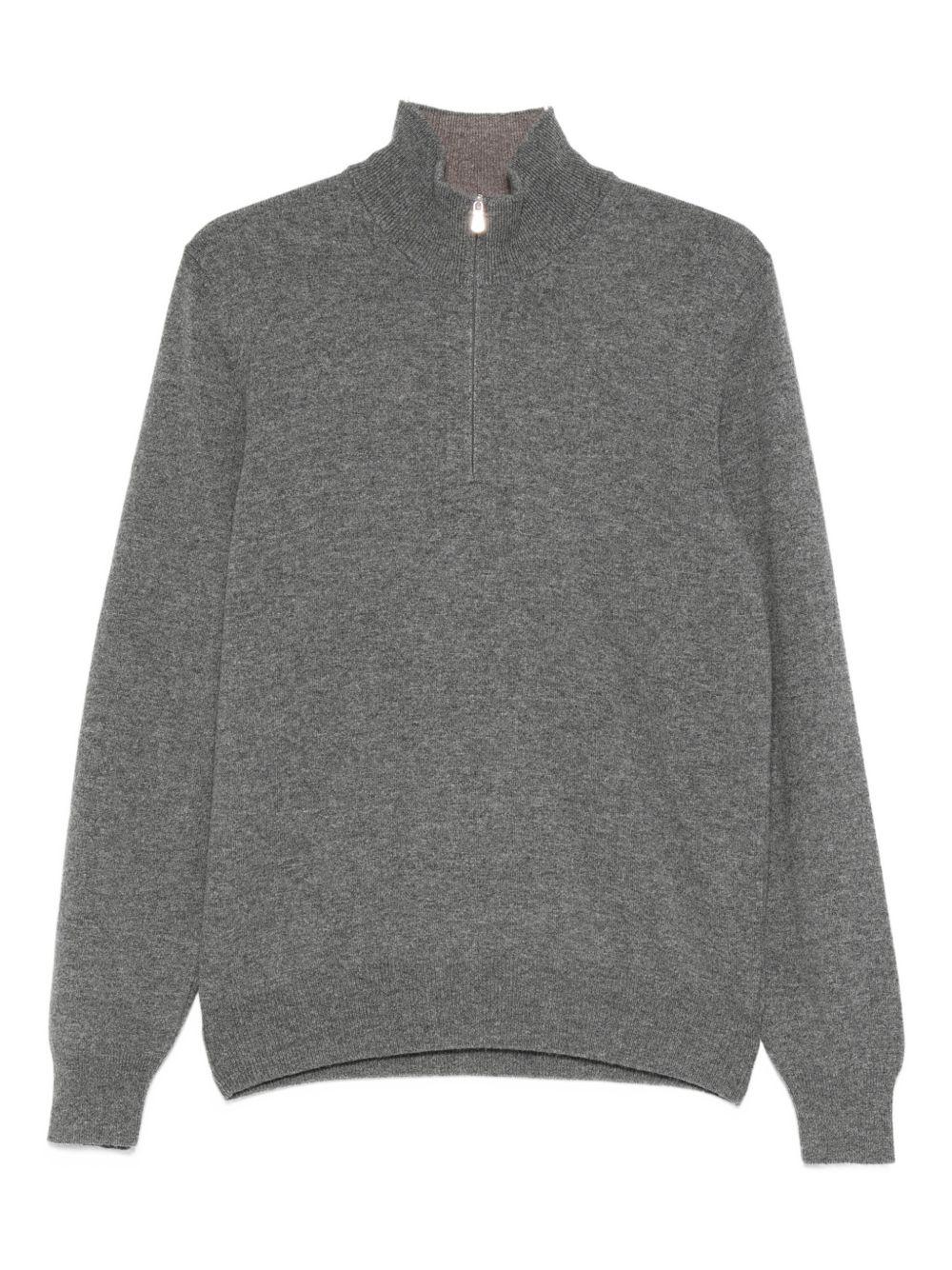 Maglione con zip grigio 