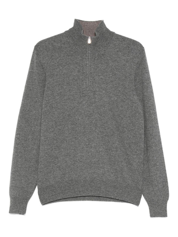 Maglione con zip grigio 