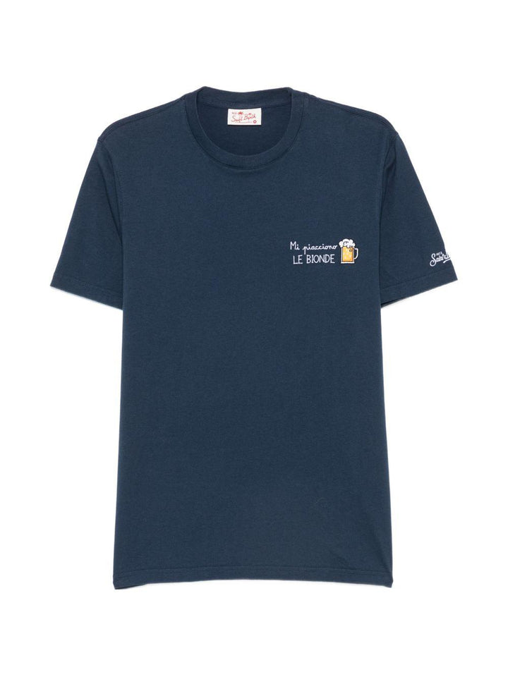 T-shirt blu scuro con stampa grafica 