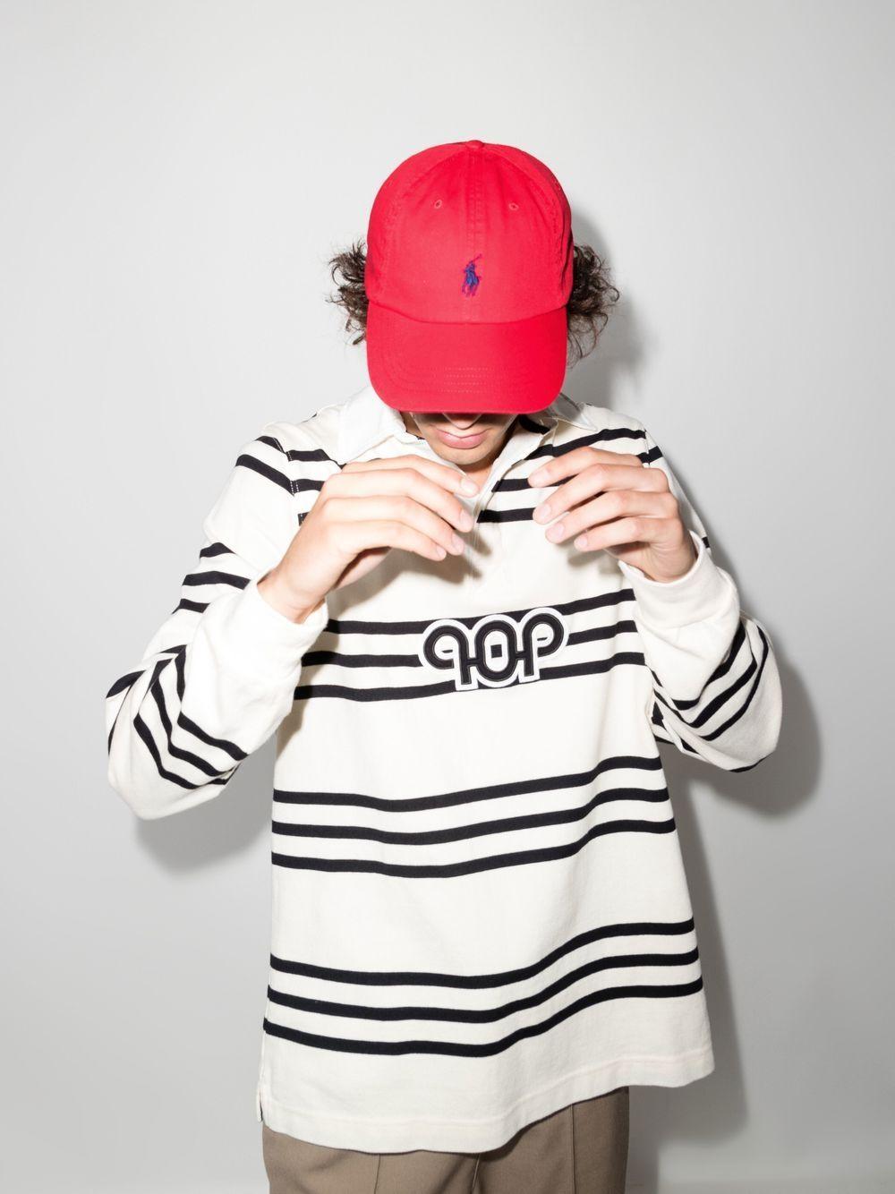 Cappellino rosso in cotone con ricamo logo e Polo Pony 
