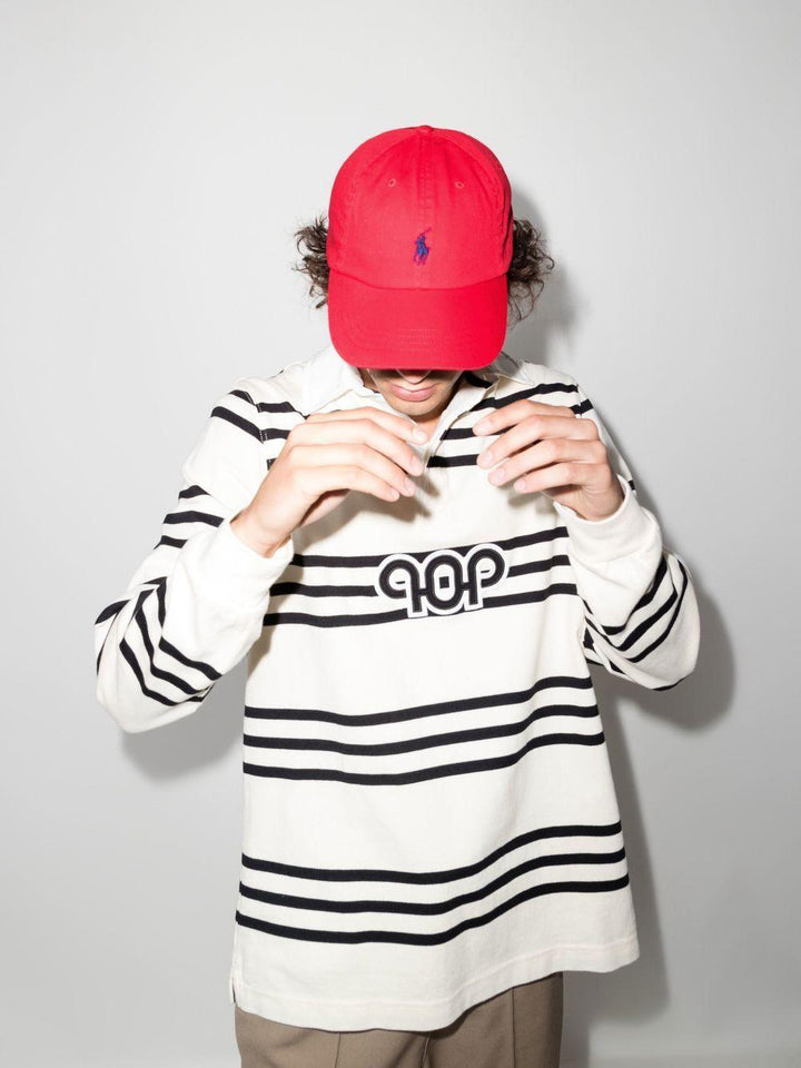 Cappellino rosso in cotone con ricamo logo e Polo Pony 