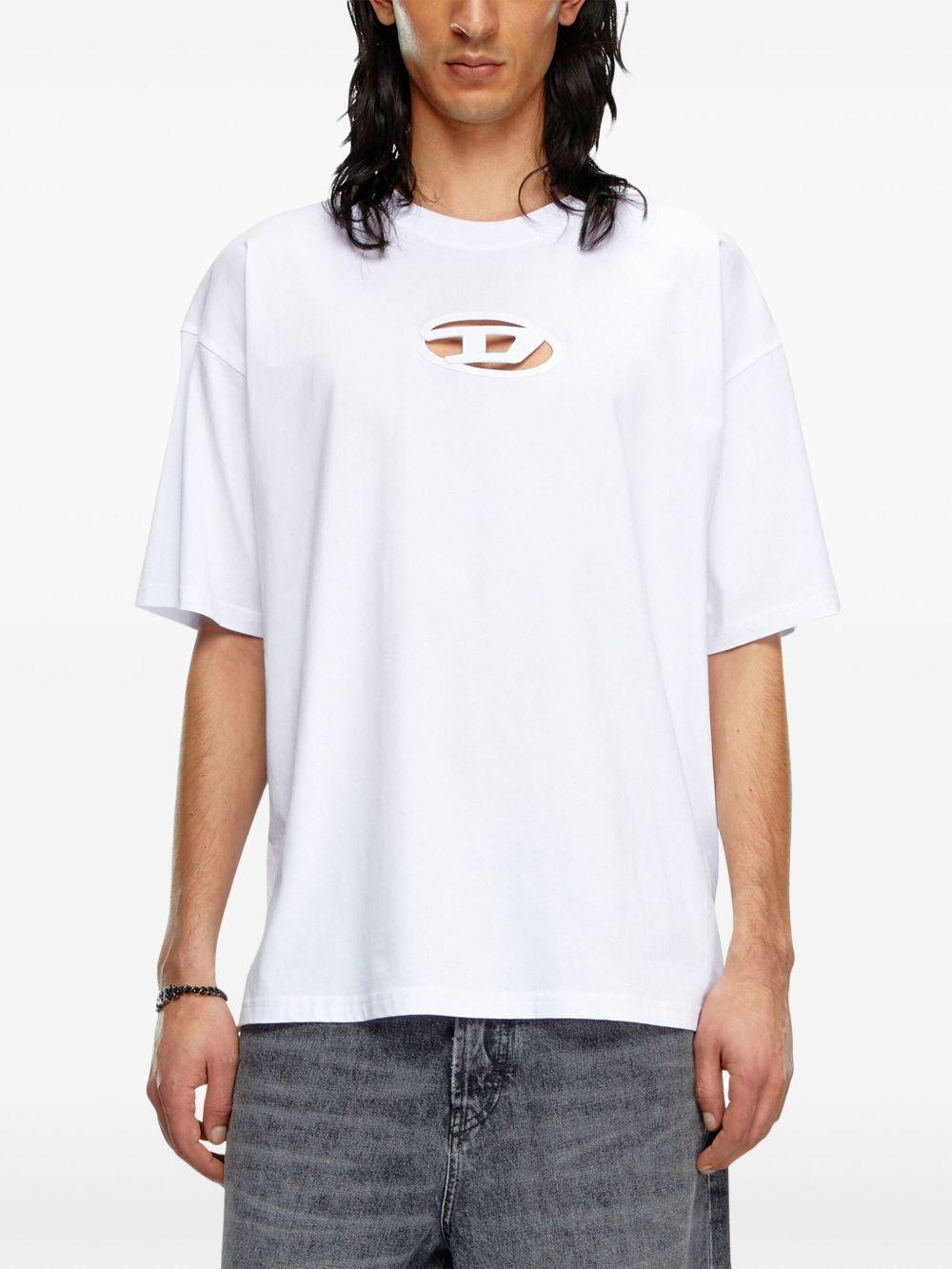 T-shirt bianca logo traforato 