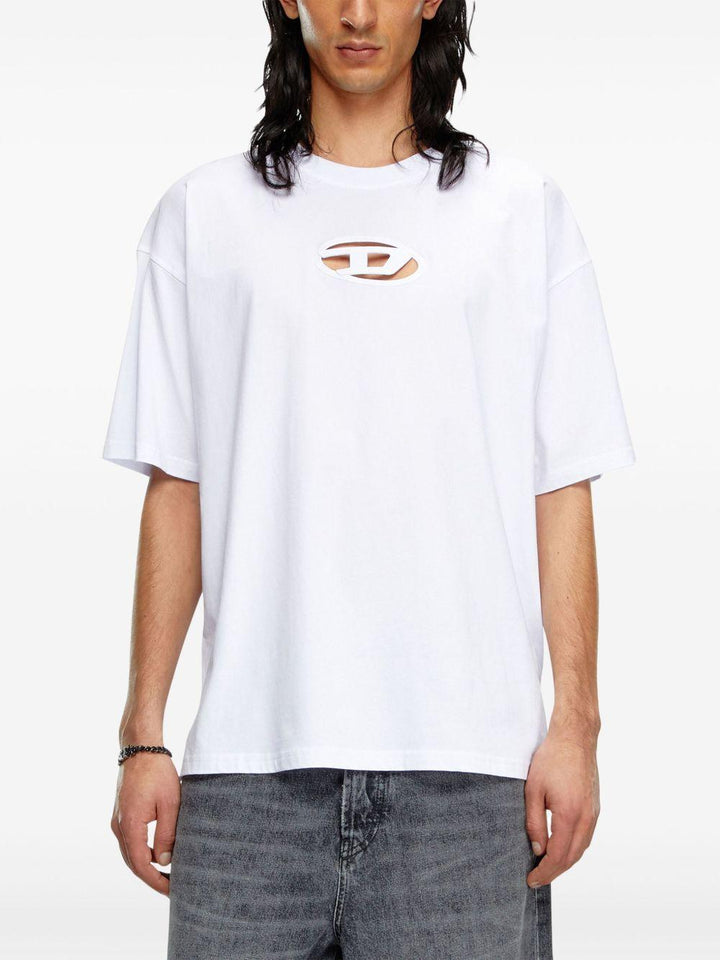 T-shirt bianca logo traforato 