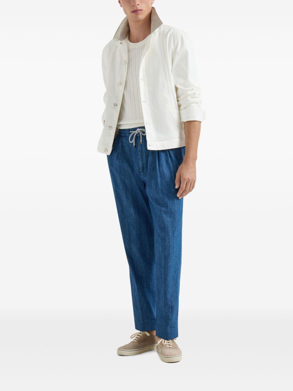 Pantaloni blu denim con coulisse 