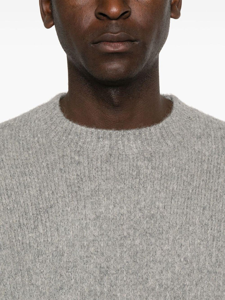 Maglione a coste in alpaca grigio melange 