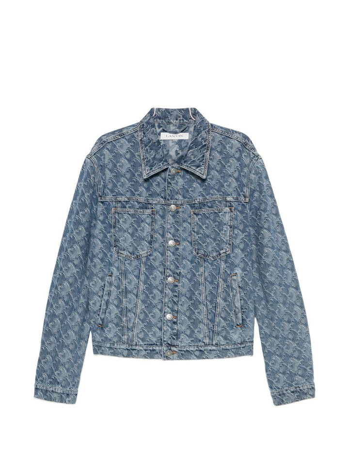 Giacca denim jacquard monogram blu 
