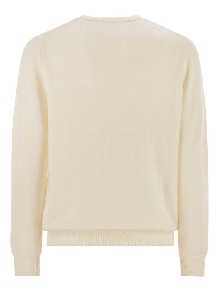 Maglione crema girocollo Heron con ricamo 