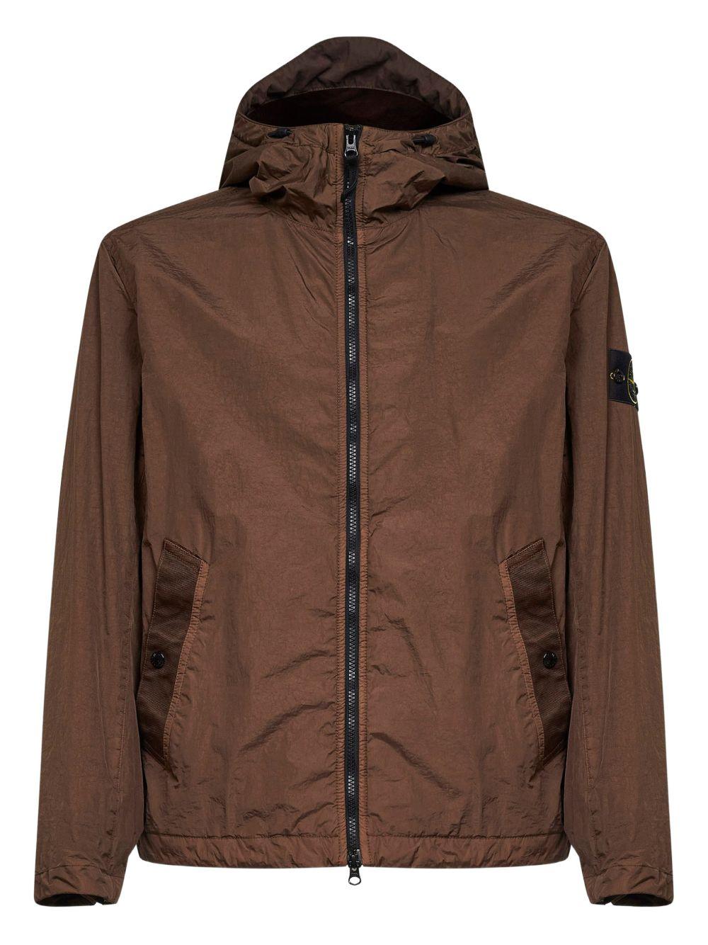 Giacca Crinkle Reps NY con cappuccio marrone 