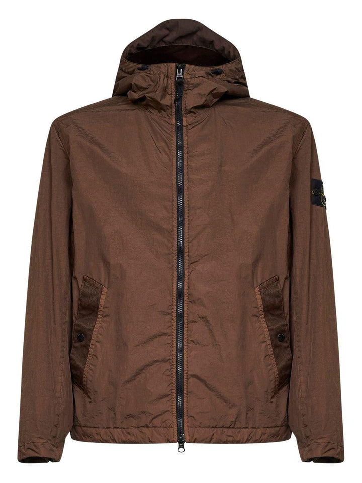 Giacca Crinkle Reps NY con cappuccio marrone 