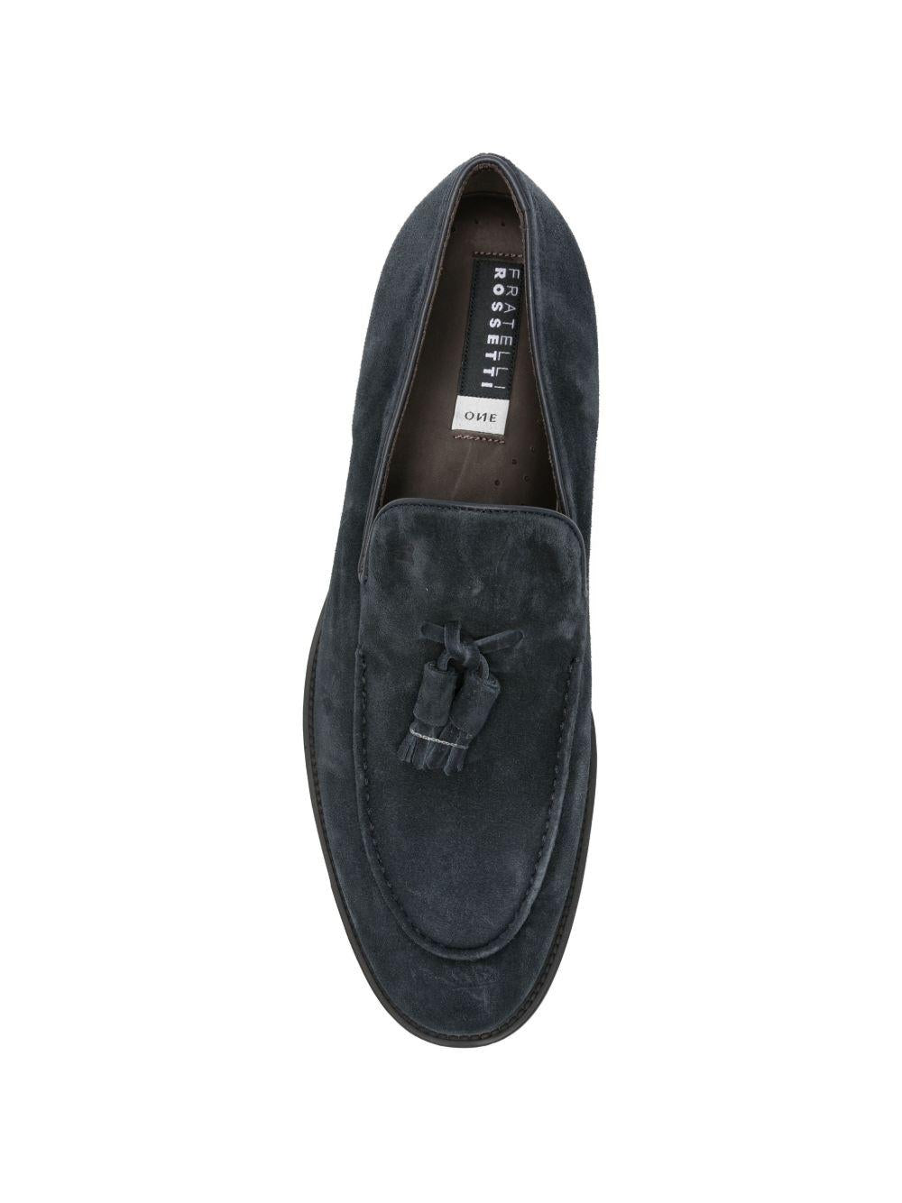 Mocassino blu in pelle scamosciata 